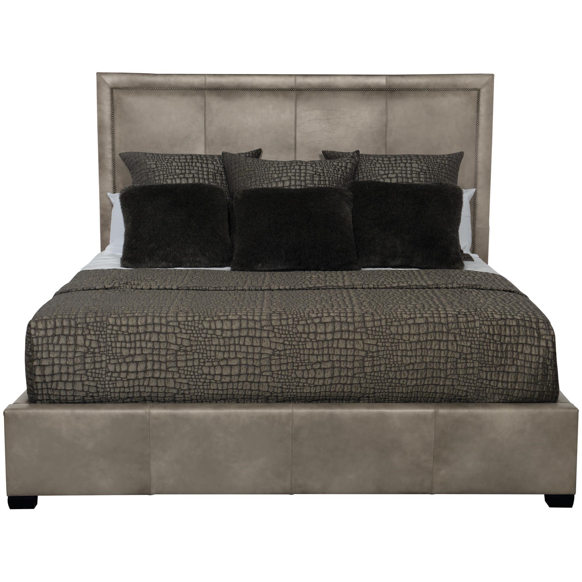 Bernhardt Interiors Queen Leather Upholstered Panel Bed with